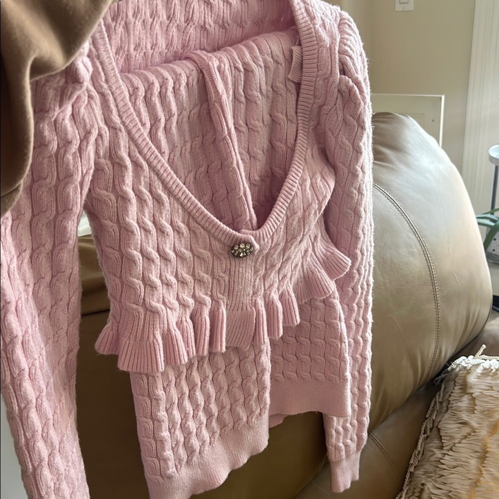 Pink Cable Knit Sweater